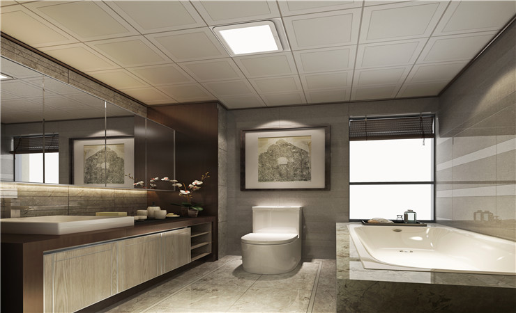 將浴室集成吊頂安裝得盡可能高，至少覆蓋上落水管的最低點，然后考慮浴缸加熱器和排氣扇的位置。